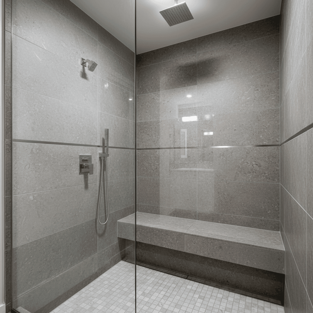 Shower seat inside a walk-in shower