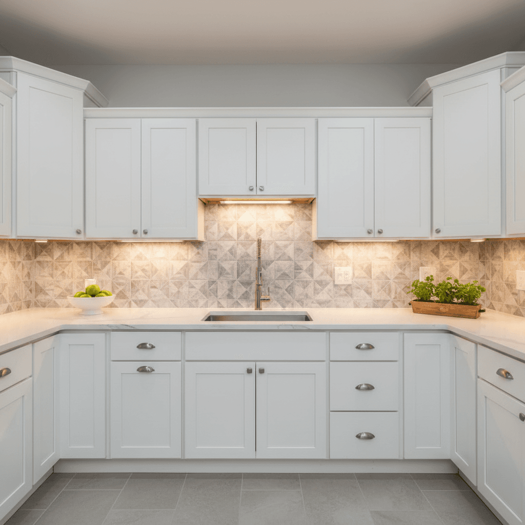 Completed kitchen remodel with new cabinets and counters