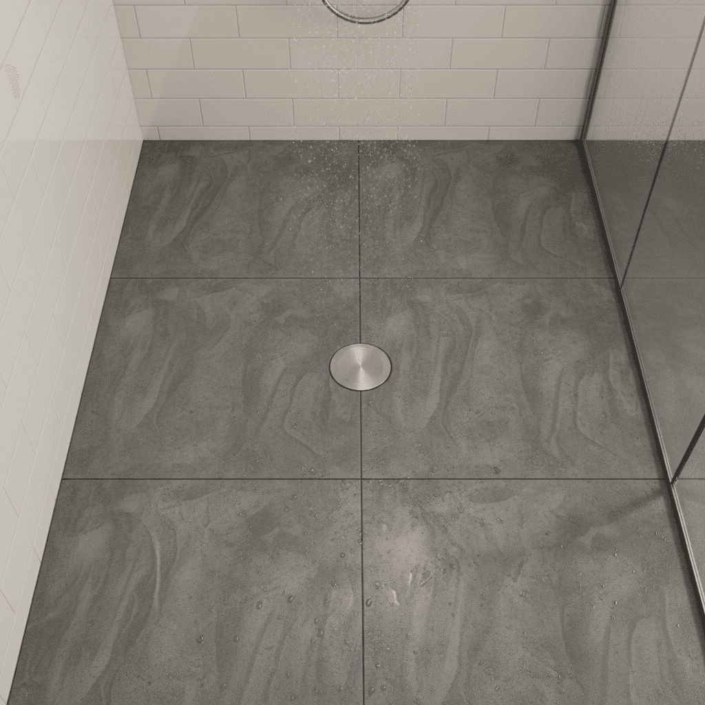 Textured tile floor in a bathroom