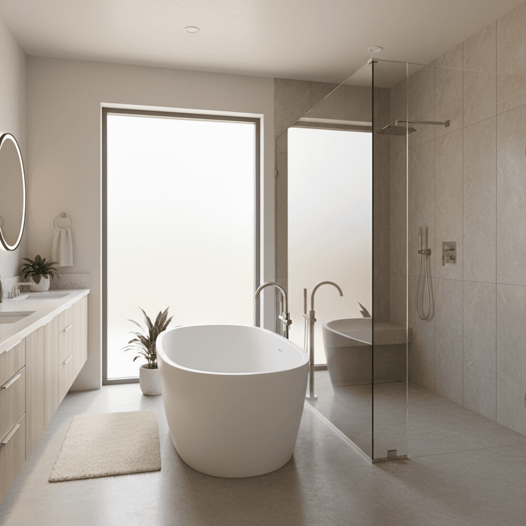Freestanding tub paired with a walk-in shower