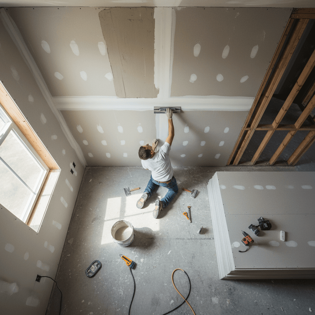 Drywall installation during a remodel