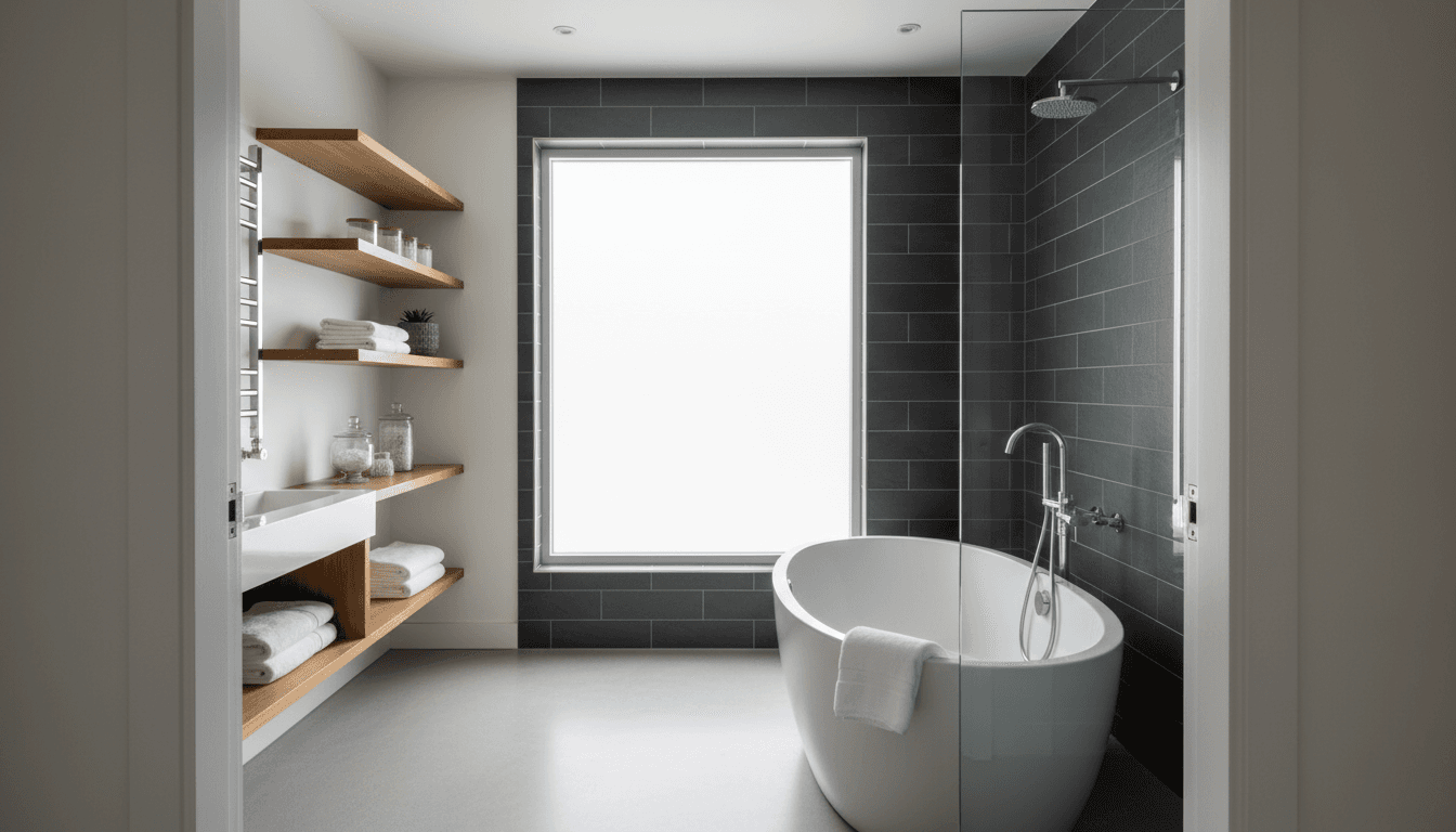 Full bathroom remodel with freestanding tub and large tile