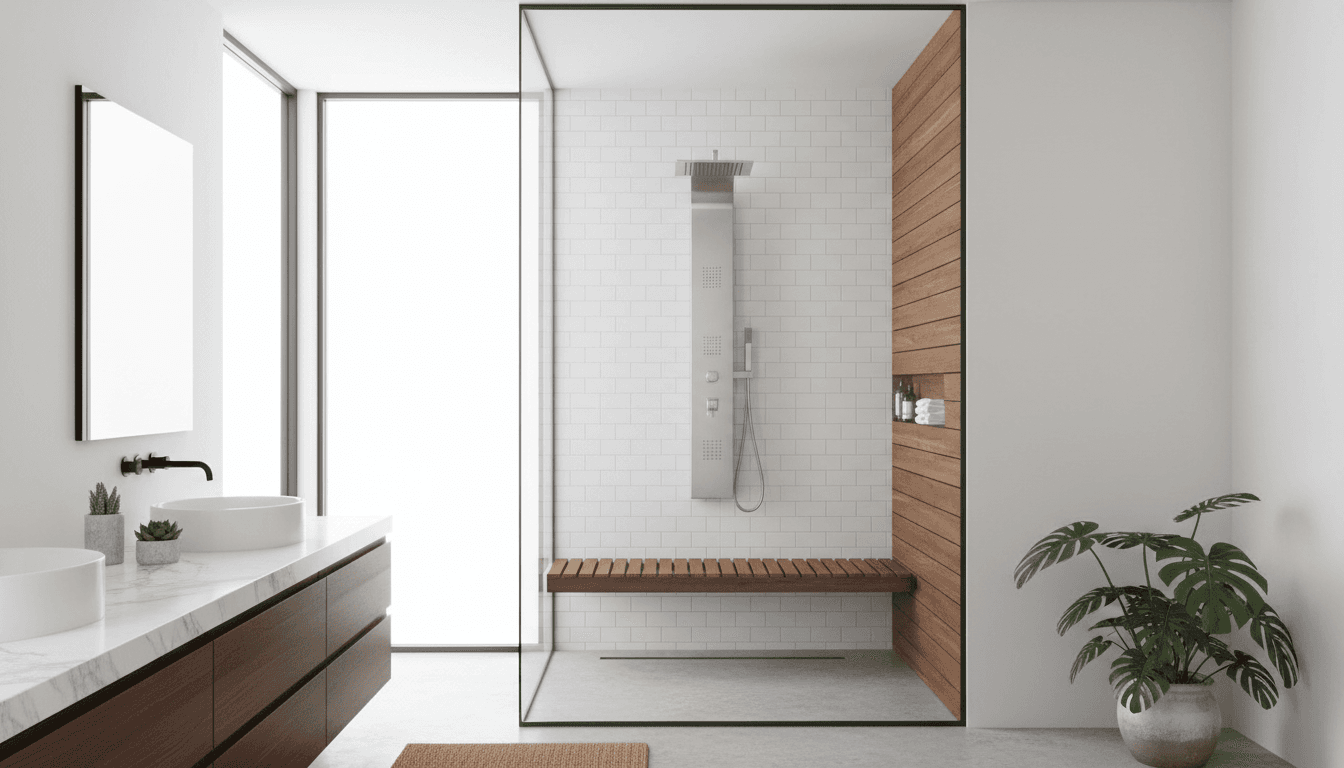 Walk-in shower bathroom remodel with tile