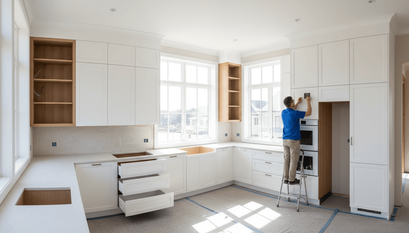 Custom oak cabinets in remodeled kitchen